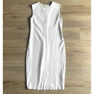 Vince Ivory Crepe Sheath Dress Medium Fitted Sleeveless Tank Knee Length $325